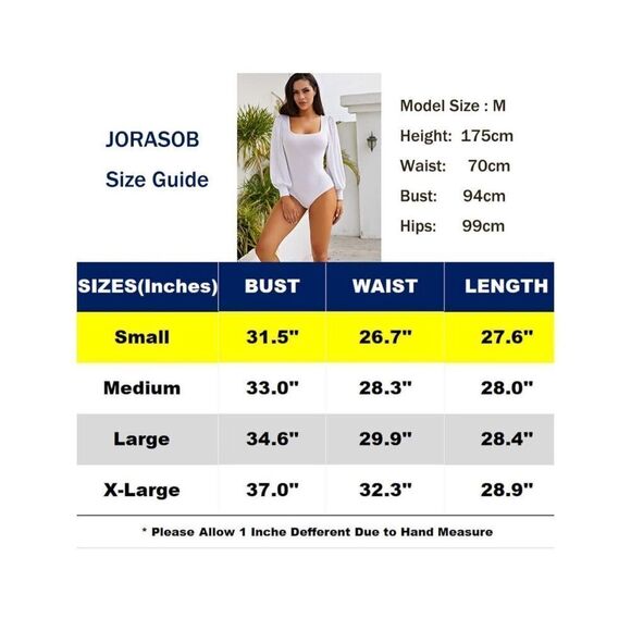 NEW Square Neck Long Sleeve Lantern Sleeve Bodysuit S - Picture 5 of 6